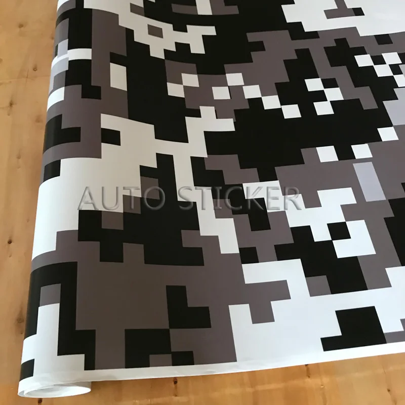 Gray White black digital camo wraps 5