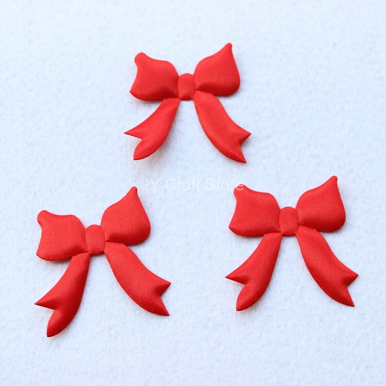 Set of 200pcs Large red Ribbon Bow Shape applique with padded Garment