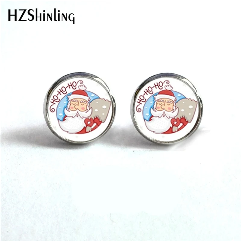 

ED-0040 New Arrival Cute Santa Claus Stud Earrings Handmade Glass Dome Santa Claus Earrings for Christmas Gift Wholesale HZ4