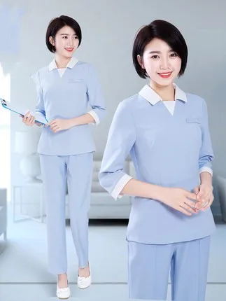 

New cosmetologist work clothes, mid-sleeve uniform suit for Korean hospital, nurse suit, spa technician suit