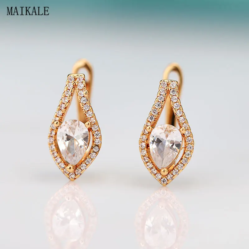 

MAIKALE Fashion Small Stud Earrings for Women Cubic Zirconia Zircon CZ Earring Heart Shape Clip on Earing Korean Jewelry