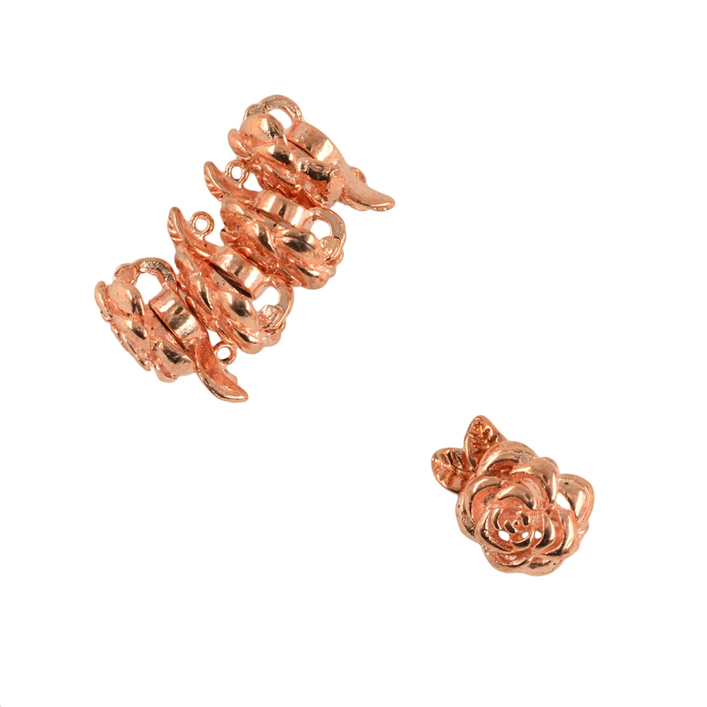 Pack Of 5 Rose Gold Flower Magnetic Clasps for Jewelry Necklace Bracelet 22 x 14 mm