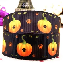 

Free delivery 1 '25mm Halloween pumpkin print ribbon 10 yard diy bow hair accessories with hair bow trim