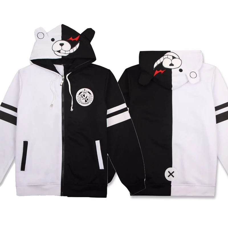 Anime Danganronpa Monokuma Cosplay Unisex Jacket Hoodie Sweatshirt Coat Top 2019