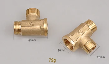 

2pcs 1/2" Male Male Female Tube Connectors Copper Thickening Pipe Gas Pipe Fittings Copper Tee