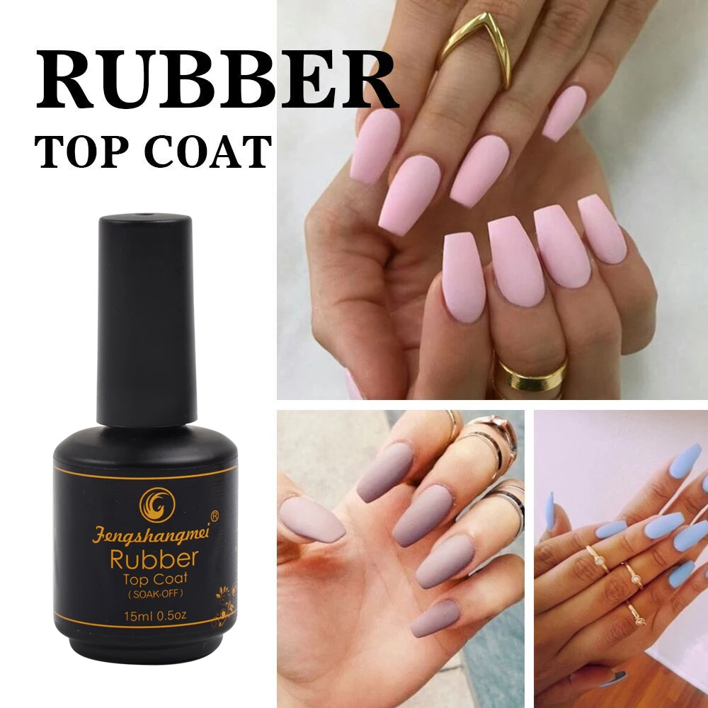 Fengshangmei 15ml Matte Rubber Top Coat Gel Polish Seal UV Neon Art Design Matte Base Coat Gel Vanishes Popular Lak Lacquer