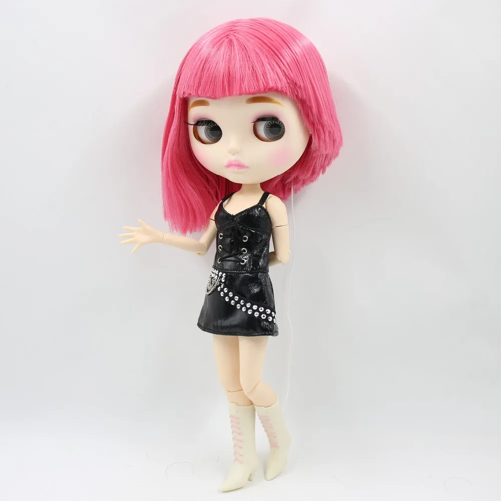 Blythe Nude Doll from Factory Matte Face+Pink Short Optimal Soft Hair With Bang