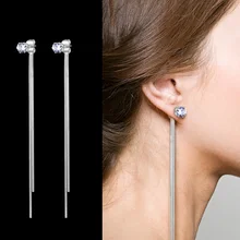 New Fashion Zircon Silver Plated Dangle Hanging Gem Stone Rhinestone Long Drop Earrings For Women Jewelry New Fashion Zircon Silver Plated Dangle Hanging Gem Stone Rhinestone Long Drop Earrings For Women Jewelry