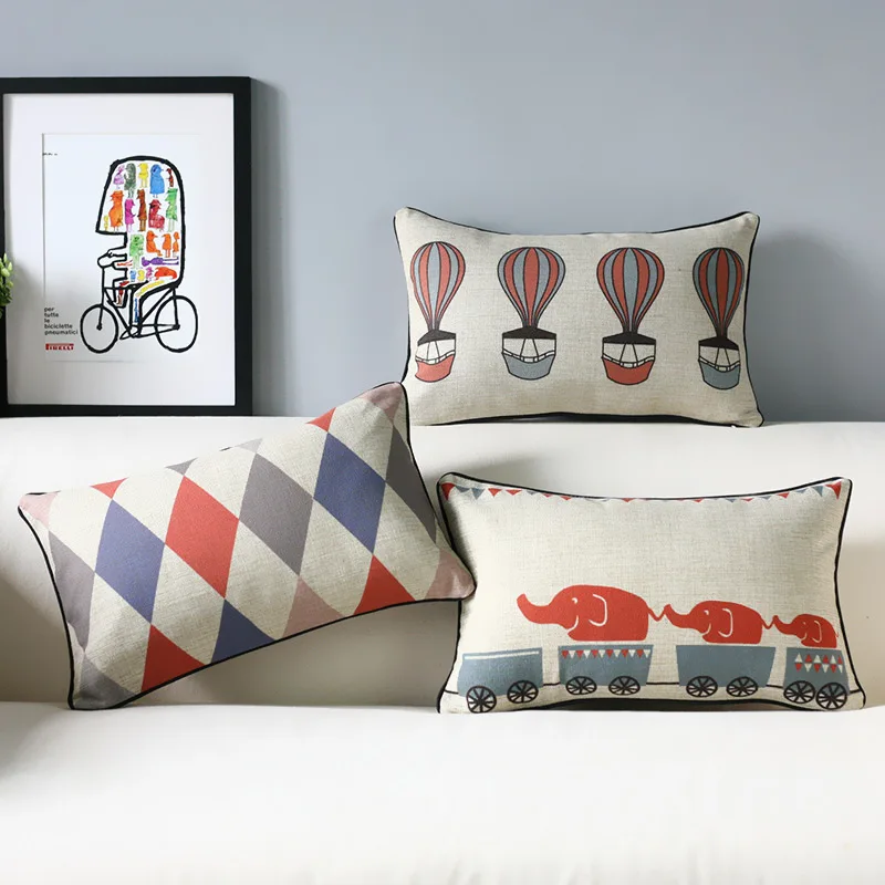 Скандинавские милые цирк животных подушки, Красный мультфильм подушки, наволочка, диван подушки домашние декоративные подушки