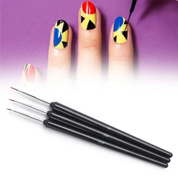 

3pcs Tiny Drawing Acrylic Tools Nail Brush Set Utility Detailed Painting Black Rod Pointed Pen Professional Carving Portable