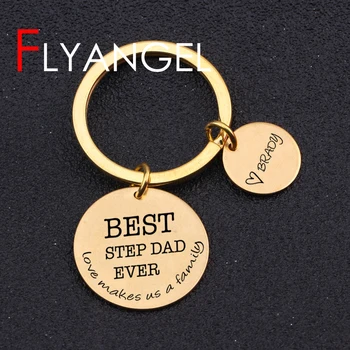 

Custom Name Fashion Personalised Step Dad Keychain Best Step Dad Ever Engraved Heart Key Holder For Step Dad Keyring Gift