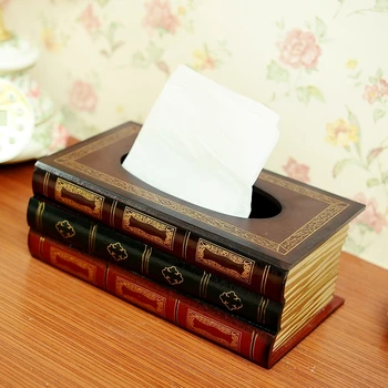

New European Cover Book Shaped Tissue Car Napkins Holder Box American Pastoral Retro Desk Home Office Decoration Accessories
