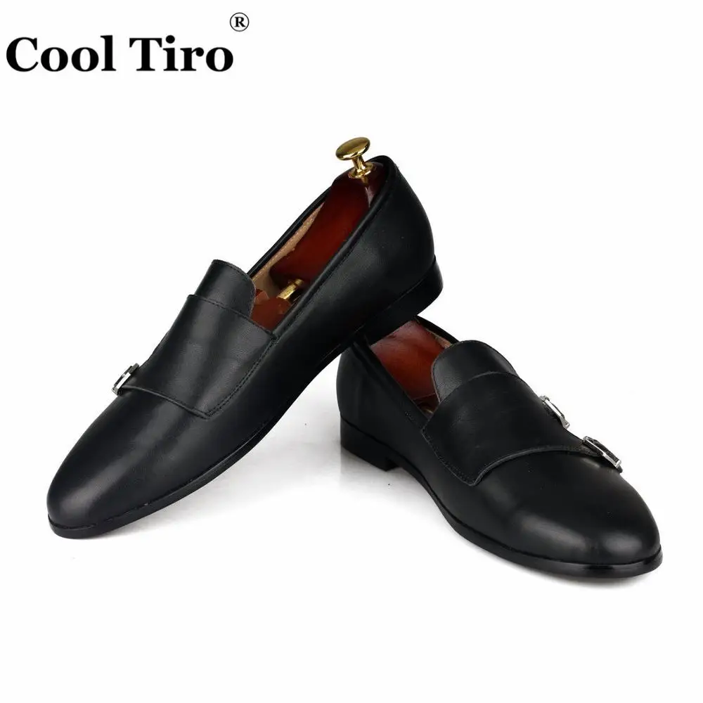 Black Genuine Leather Double-Monk Loafers (6)