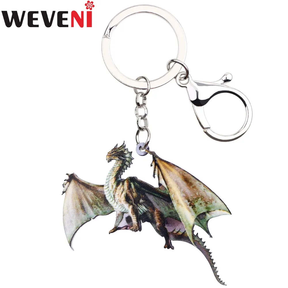 

WEVENI Acrylic Holder Dragon Key Chain Key 2018 Holder Charm Car Keychain Wholesale Hot Trendy Animal Jewelry For Women