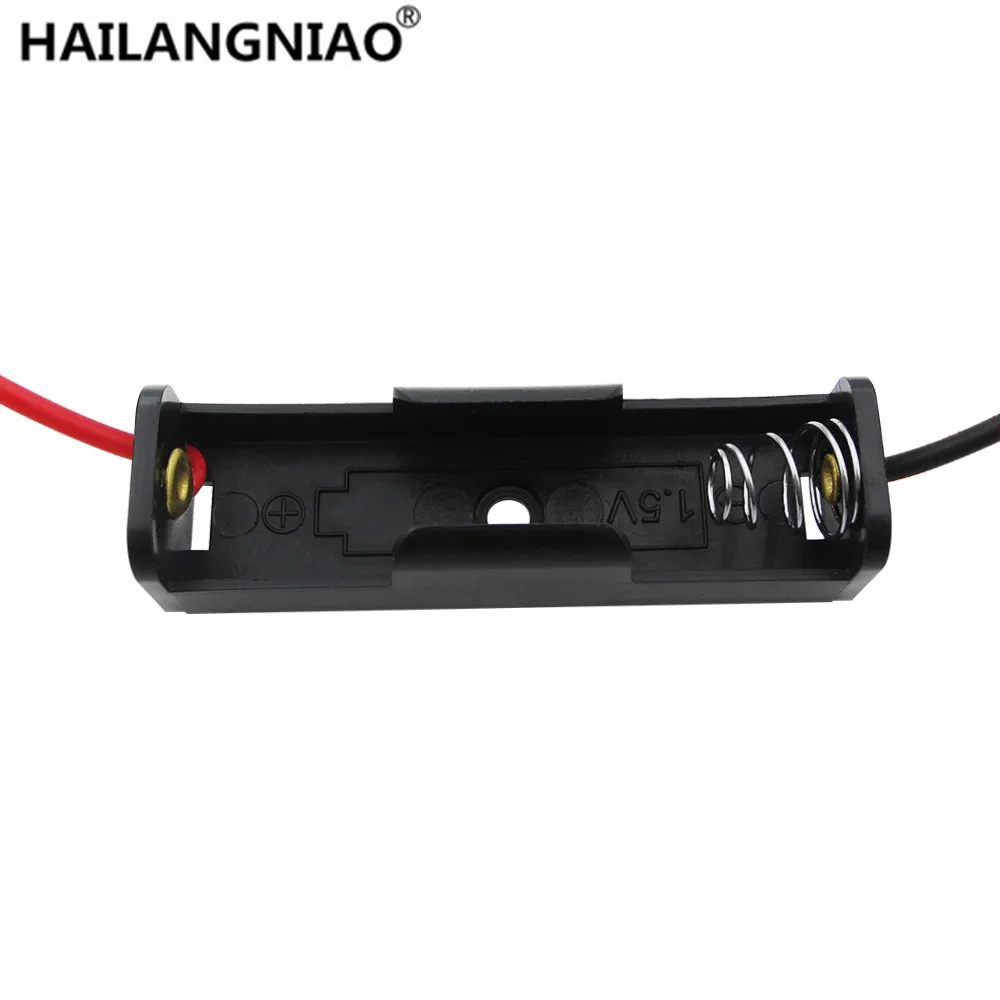 1 Pz 1 X Aa Batteria 1.5 V Clip Holder Box Case Nero Con Filo Di Piombo Di Alta Qualità