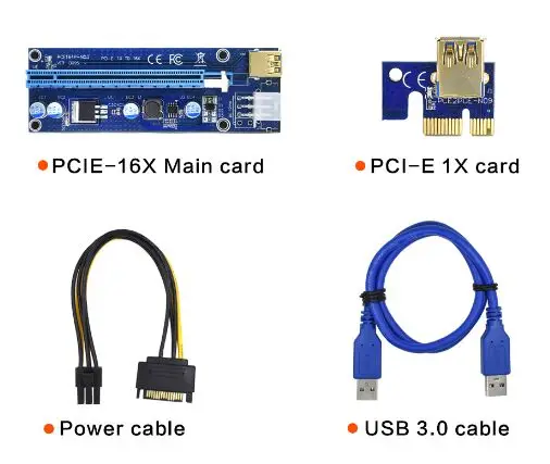 10 шт. 2018 Golden VER009S PCI E PCIE Express Molex 6Pin к SATA 1X 16X Райзер карта USB3.0 удлинитель адаптер для