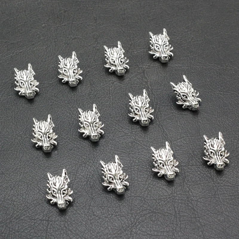 10pcs/lot Antique Silver Gold Wolf Head Charms for Jewelry Making DIY Bracelets Beads Charm Jewelery Alloy Accessories