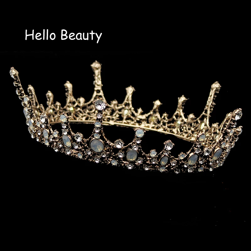 Винтажные аксессуары для волос Большой барокко король королева выпускного вечера тиары мужские короны Полный Круглый Круг свадебное с кристаллами корона тиара