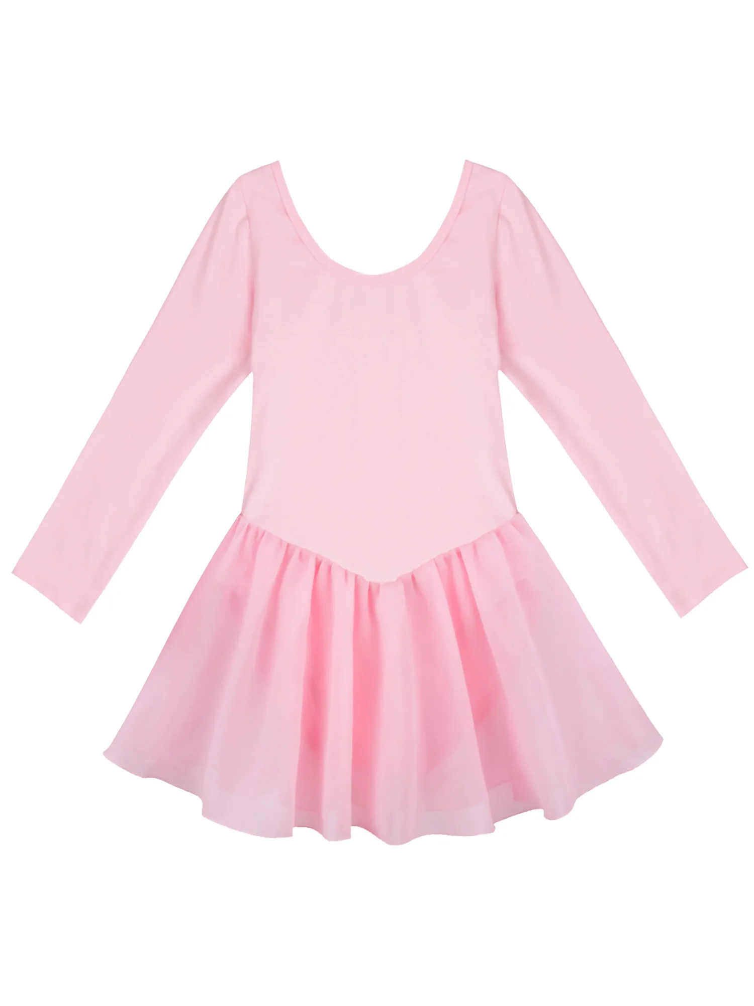 Детское балетное трико с длинными рукавами для танцев; платье-пачка для девочек; Балетные костюмы для выступлений на сцене; Одежда для танцев - Цвет: Pink