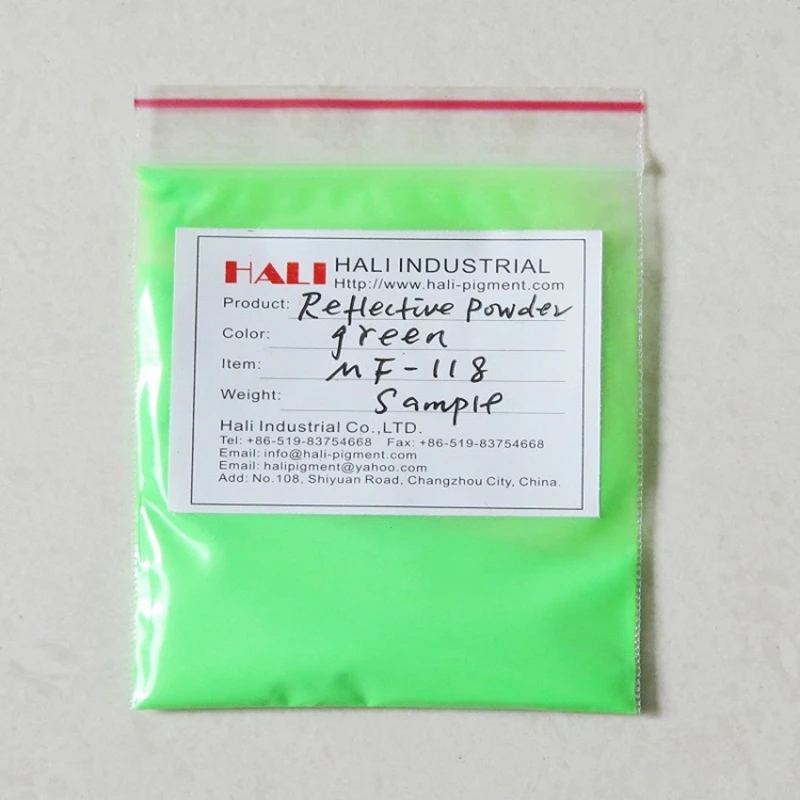 Продаем Цветные Светоотражающие пигменты, светоотражающий порошок, зеленый светоотражающий пигмент, MF-118 светоотражающий зеленый, 1 лот = 200 грамм