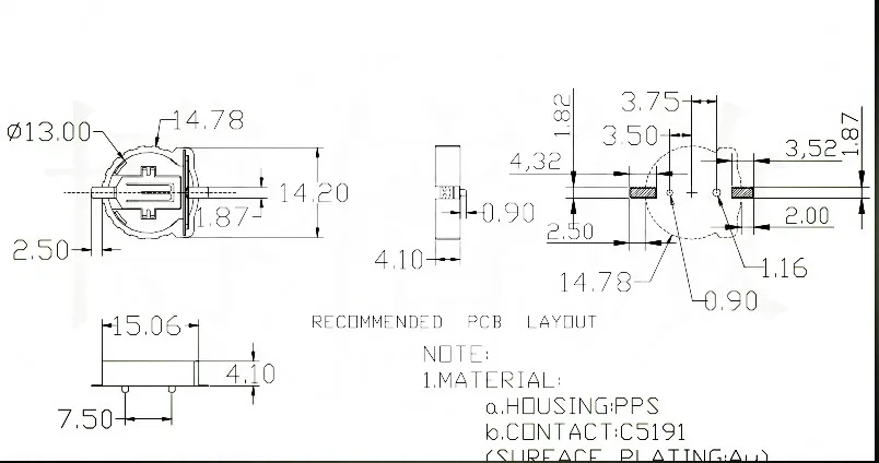 10 шт. YT1295B BS-1220-2 SMD держатель батареи патч держатель батареи по потере