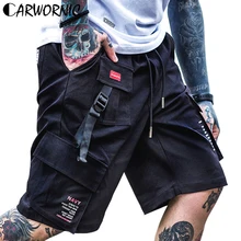 CARWORNIC Harajuku уличная мужские шорты Карго повседневные эластичные мешковатые хип-хоп шорты для бега многокарманный военный спортивный шорты