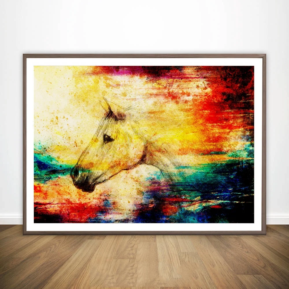 Pencil Horse Colorful Abstract Wall Art Paint Wall Decor Canvas Prints