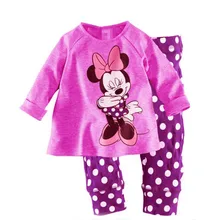 Детская одежда, комплекты для девочек, хлопковая одежда с длинными рукавами и рисунком для малышей, пижамные костюмы