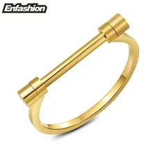 Enfashion Plana Tornillo Grillete Pulsera Pulseras Pulseras para las mujeres Brazalete de Acero Inoxidable Chapado En Oro Joyas pulsera Pulseiras
