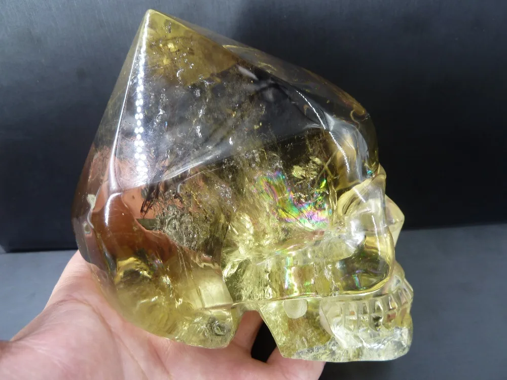 

2.11LB NATURAL Citrine QUARTZ CRYSTAL carved SKULL T1195