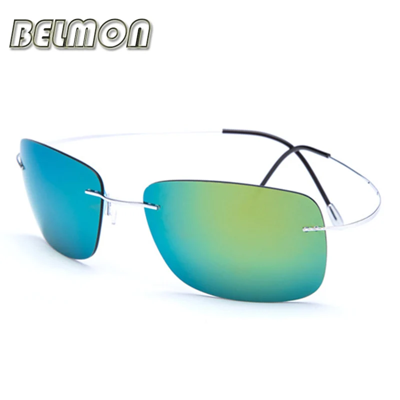 

Memory Pure Titanium Polarized Sunglasses Men 2018 Luxury Brand Designer Sun Glasses Ultra-light Rimless For Male RS104
