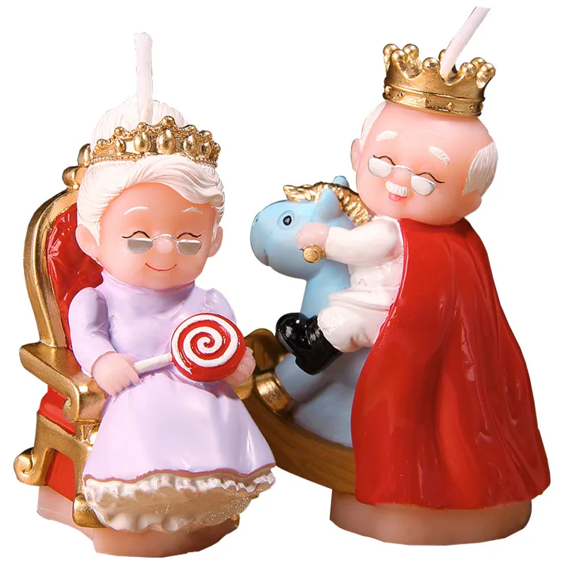 Бездымные Ароматические творческие старый король& Старый королева торт Украшенные свечи для Свадебные подарки Детские свечи на день рождения