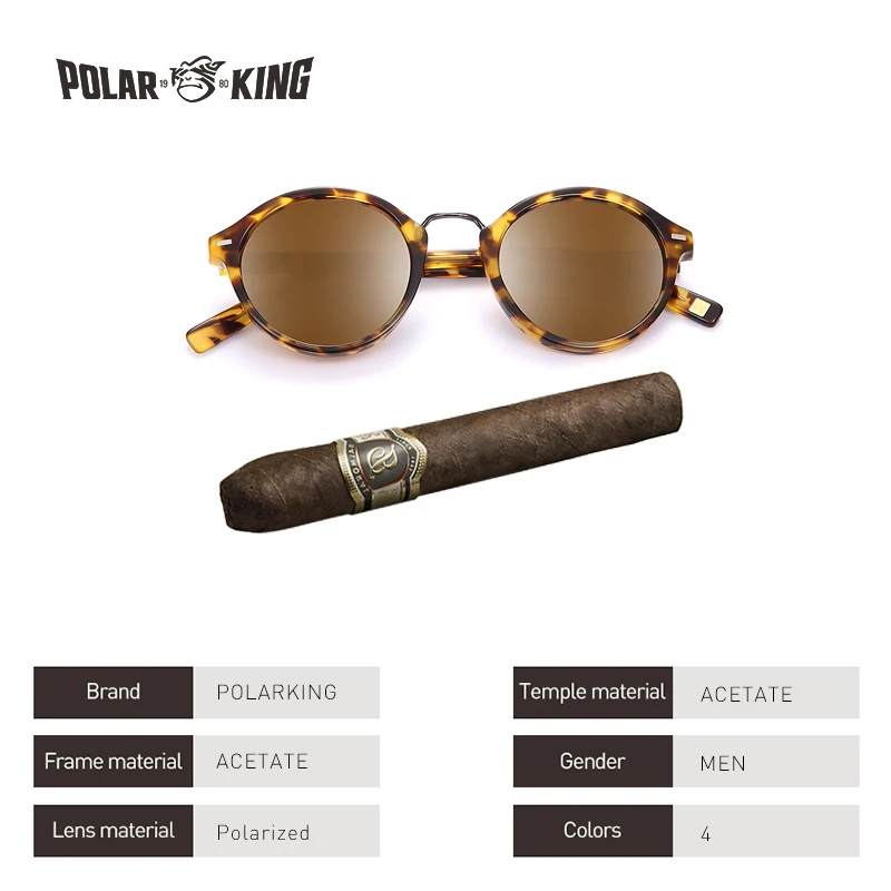 POLARKING Марка Vintage Круглые Поляризованные Мужские Солнцезащитные Очки Для