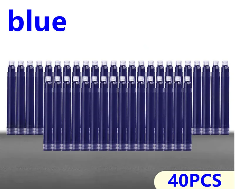 Цена 40 шт одноразовая синяя и черная авторучка чернильный картридж заправка длина авторучка чернильный картридж заправка - Цвет графита: 40PCS