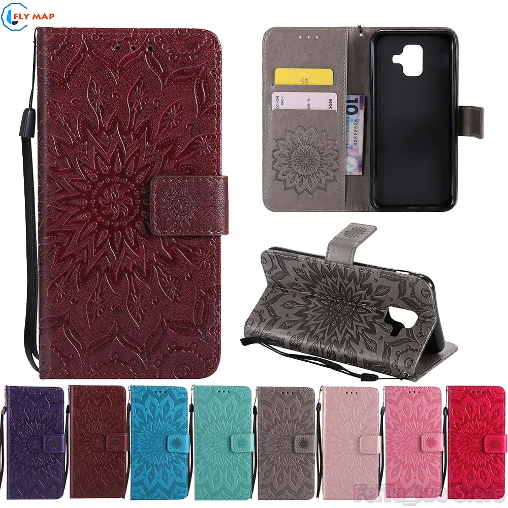 Case Cover For Samsung Galaxy A6 A 6 2018 A600 A600G Wallet Flip Phone PU Leather Coque 600 SM-A600 SM-A600FN SM-A600FN/DS Bag | Мобильные