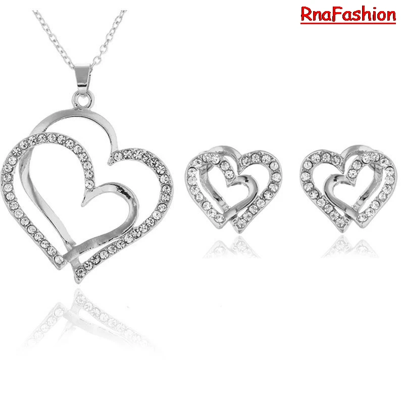 

Jewelry Sets New Arrival Alloy & Rhinestone Necklace & Earring Sets Newest Heart Shape Fashion Wedding Jewelry Set Woman