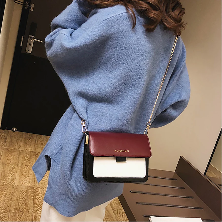 

Luxury Panelled Leather Women Messenger Bags Pu Letter Chain Small Flap Women's Shoulder Bags High Quality Ladies Crossbody Bag