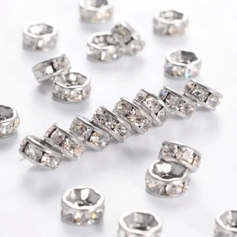 200pcs Alloy Metal Disc Flower Rondelle Spacer Beads 4mm For Jewelry Making