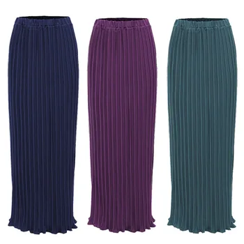 Falda larga de chifón para Mujer, falda larga plisado largo de chifón, estilo musulmán, coreano, 2020