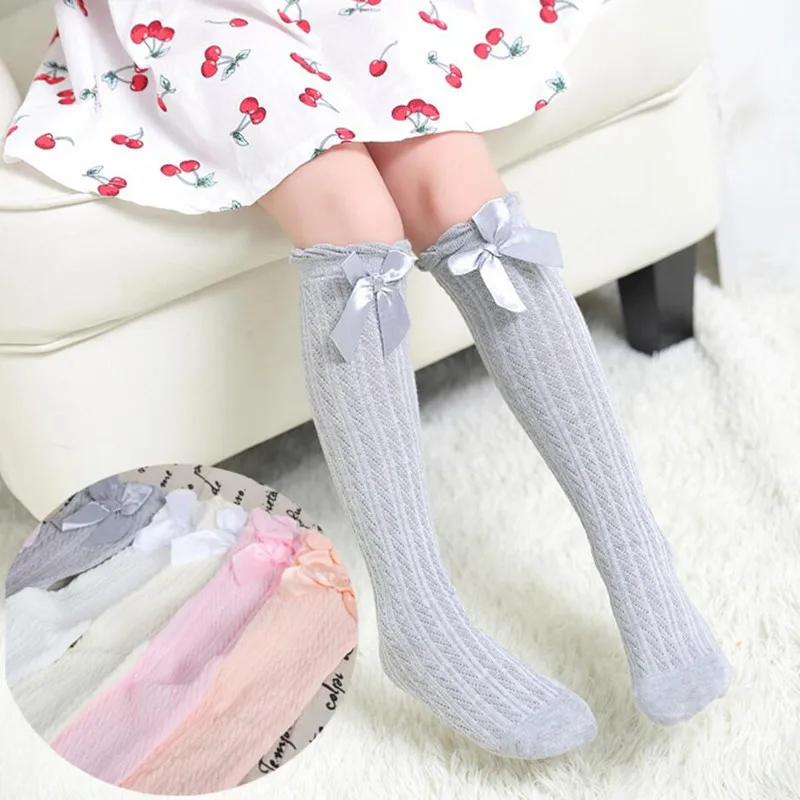 Baby Girl Socks Girls Children Knee High Bows Princess Socks Breathable Lovely Bow Tie Thin