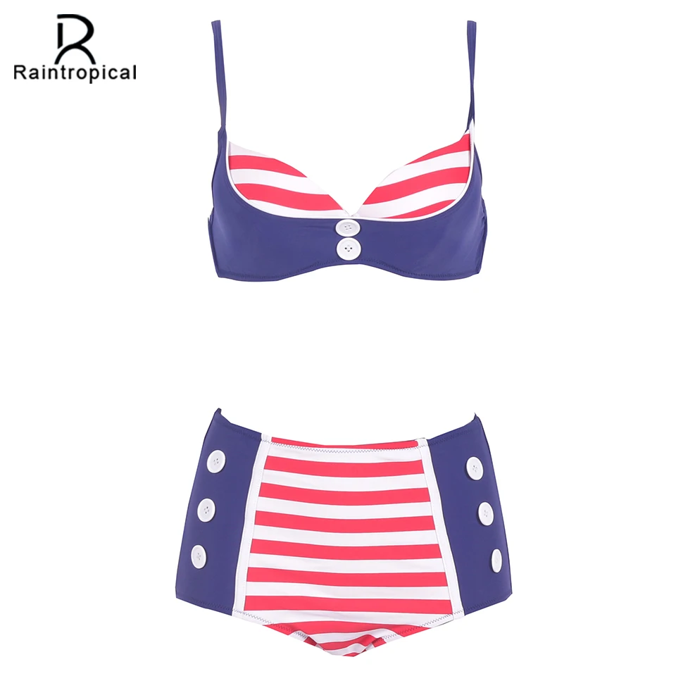 

2019 New High Waist Swimsuit Push Up Bikini Plus Size Swimwear Women Retro Bikini Set Large Sizes Summer Beach Bathing suit