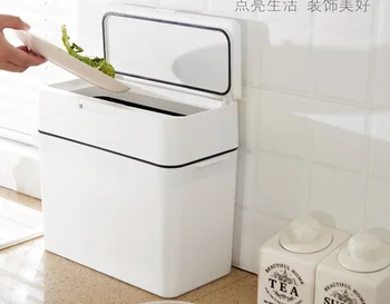 

Creative Pressing Type Plastic Trash Can Dustbin Office Sanitary Storage Bucket Separate Inner Barrel Design Cleaning ToolsLF237