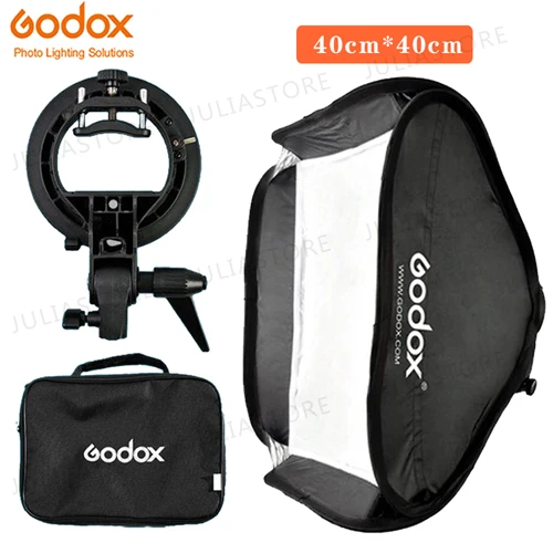 Софтбокс Godox Flash Kit 80 см* 80 см/60 см* 60 см/40 см* 40 см+ кронштейн типа S для студийной съемки - Цвет: 40x40cm with S type