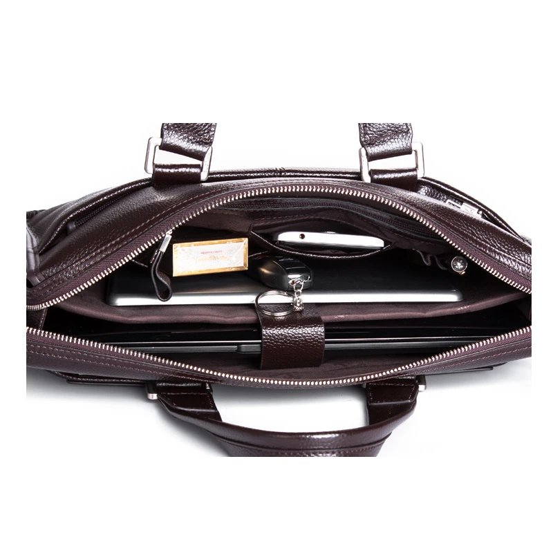Luxury Brand Cowhide Men Briefcase Business Genuine Leather Bag Leather Laptop Briefcase Shoulder Bags Men Messenger Travel Bags