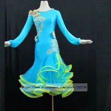 Бальное платье для спортивных танцев, латинское платье для выступлений, латинский костюм L-0006