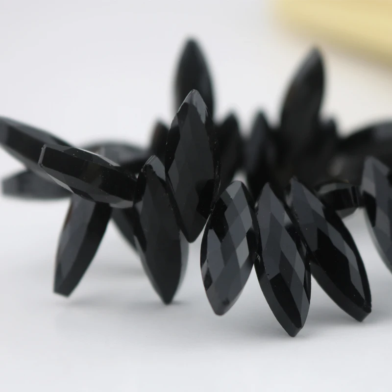 

Wholesale Beads 50pcs 7x22mm Black Faceted Oval Marquise Crystal Glass Beads Pendant Charm Jewelry Findings Decoration
