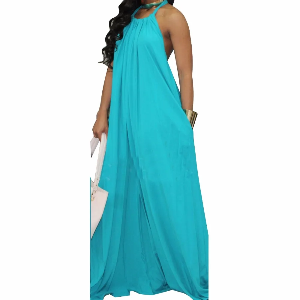 

New Summer Sexy Women Maxi Dress White Yellow Blue Beach Long Halter Dresses Party Backless Robe Femme Ete Vestidos 2018
