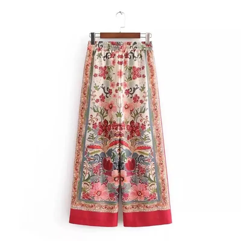 

2019 European and American latest printed leisure suit jacket printing tie leisure broad-legged trousers printing fashion suit