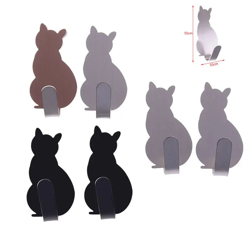 

2Pcs Kitchen Wall Door Metal Hook Key Hanger Cat Tail Shaped Decorative Holder Clothes Storage Rack Tool