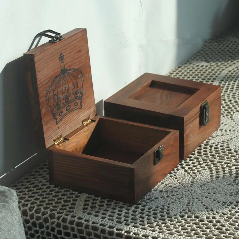 

Square Sundry receive a case desktop rectangle retro solid wood box wooden jewelry box